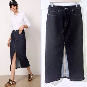 NWT Good American | Slit Front Midi Skirt  In Dark Indigo716